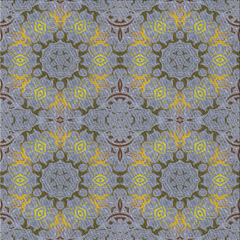 Damask Indoor Rug, Square 5'