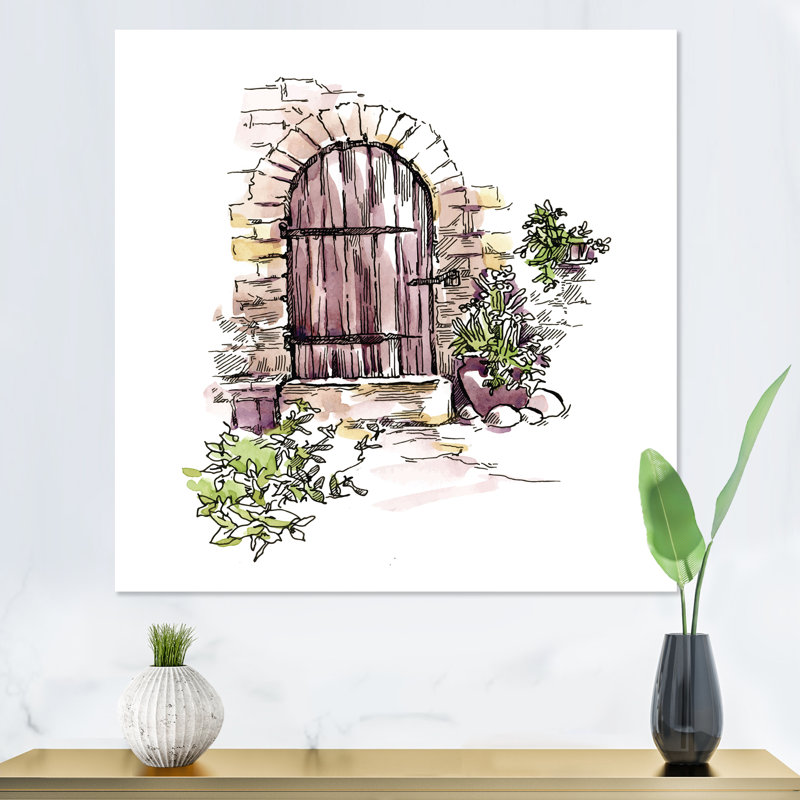 Vue rétro de la vieille Europe II - peinture sur toile tendue, H 16 po x l 16 po