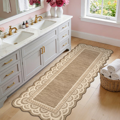 Tapis festonné en dentelle avec bordure festonnée en dentelle, tapis doux antidérapant pour chambre d'enfant