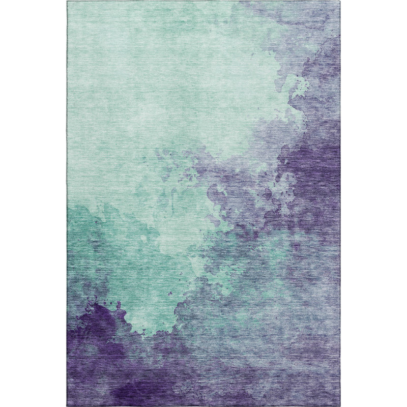 Premium Machine Washable Ducote AMF1138 Watercolors Rug, Rectangle 10' x 14'
