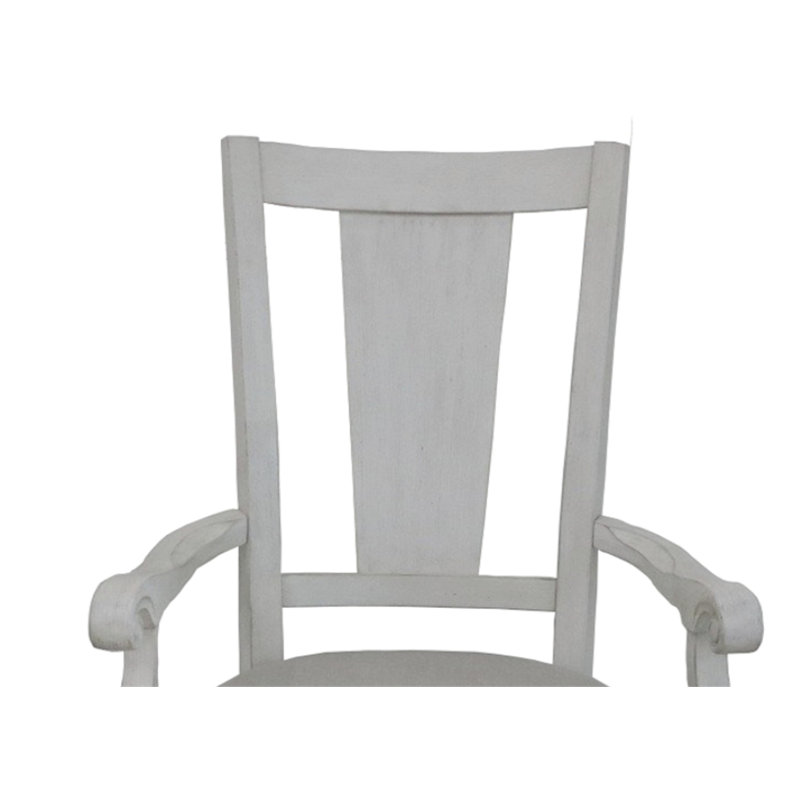 Chaise avec accoudoirs Katia en lin gris clair et blanc vieilli (ensemble de 2)