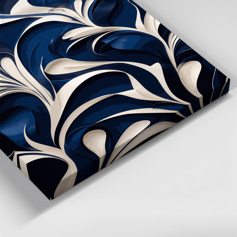 "Abstract Florals 17", art mural sur toile bleue, H 14 po x l 11 po