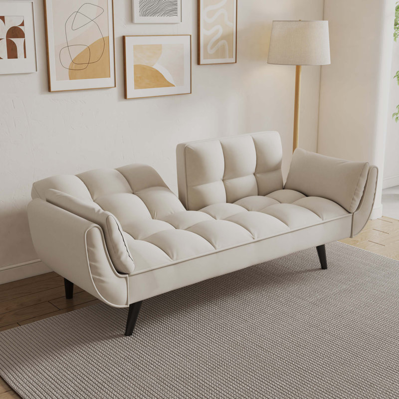 57 pouces canapé beige doux deux accoudoirs coussin décoratif confortable