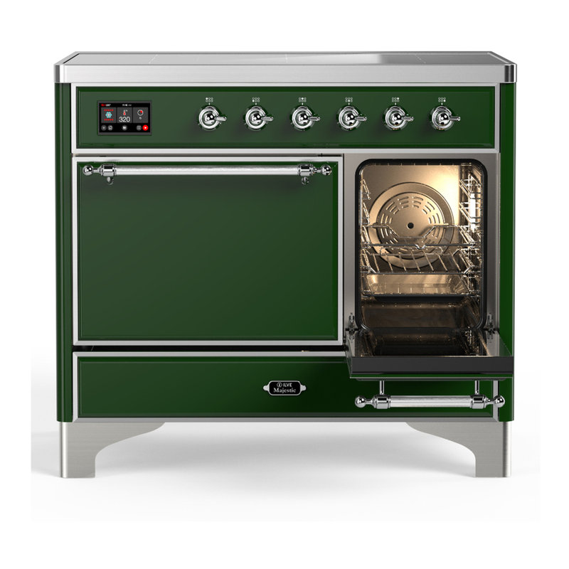 Cuisinière à induction de 40 pouces avec 6 éléments à induction en vert émeraude Majestic III Series (garniture chromée)