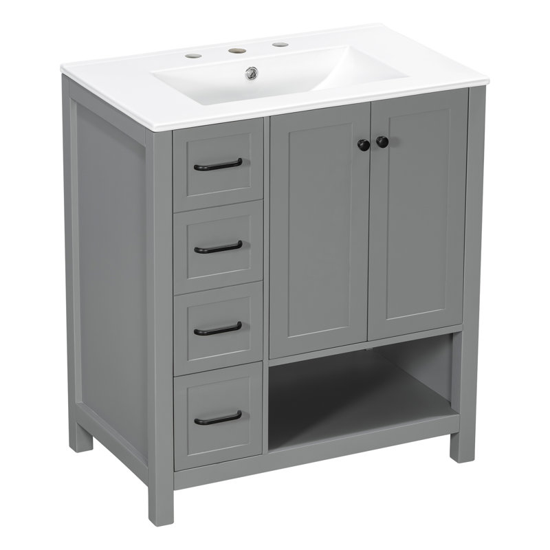 Meuble-lavabo 30 po avec comptoir en céramique, Gray