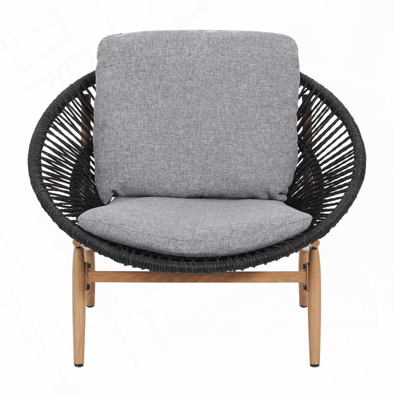 Chaise d'extérieur Papasan, Coussin gris / cadre noir 