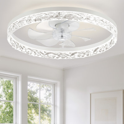 Ventilateur de plafond encastré moderne de 20 po avec lumière DEL et télécommande Cissline pour chambres à coucher et espaces de vie
