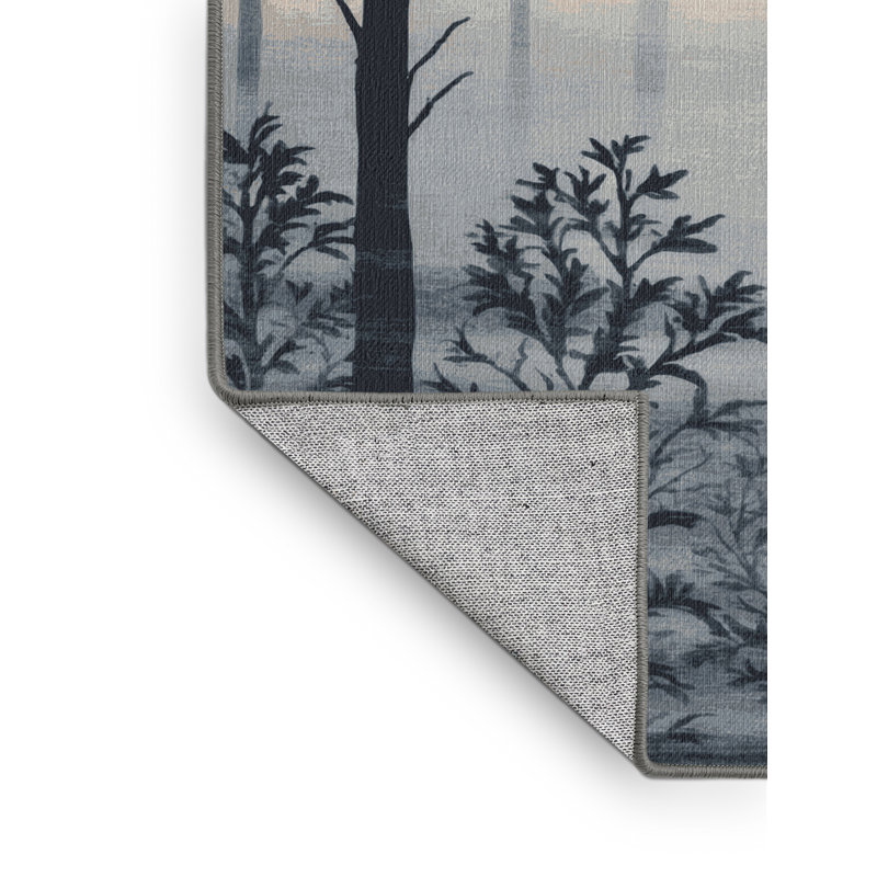 Tapis gris lavable à la machine, Rond 5 pi