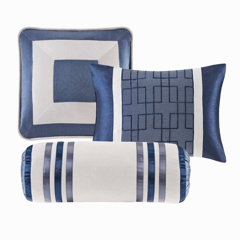 Ensemble d'édredon 7 pièces grand bleu marine