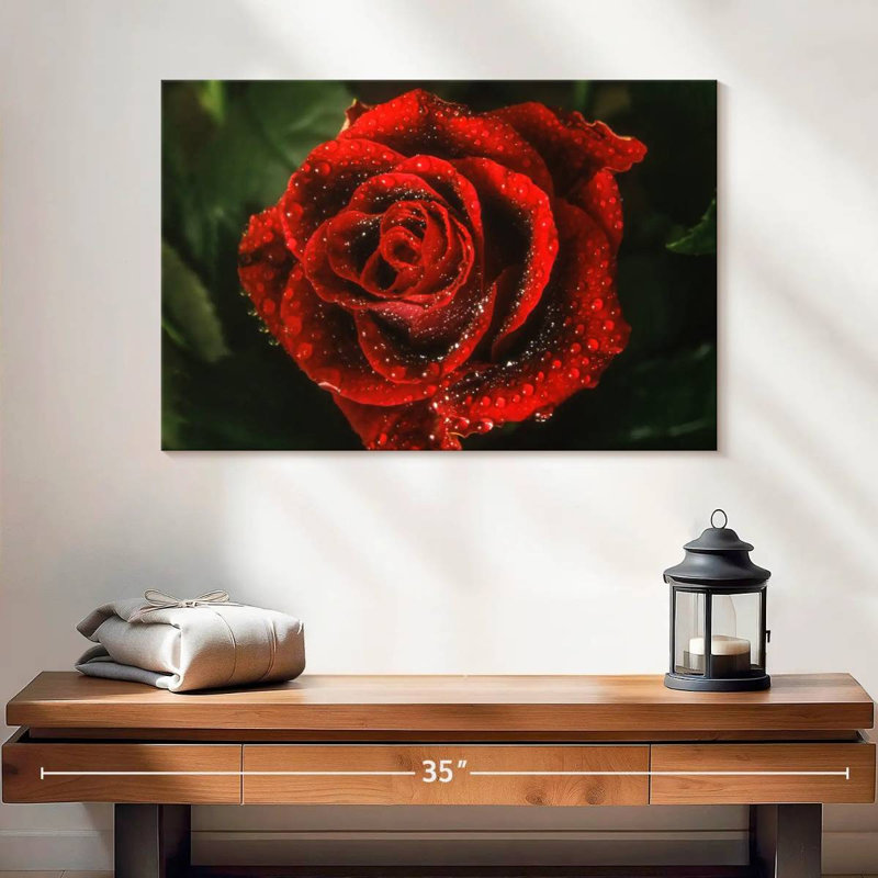 Élégante rose rouge rosée, H 16 po x l 24 po
