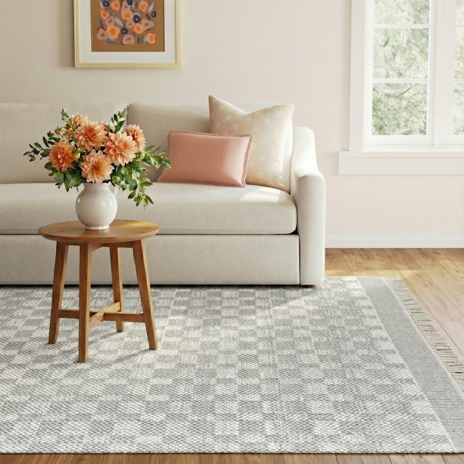 Lavande Plaid Wool Area Rug, Rectangle 8' x 10'