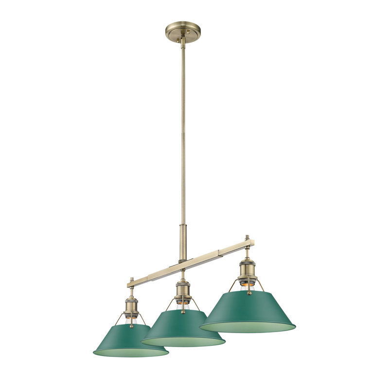 Luminaire suspendu linéaire 3 lumières Alezay, Laiton vieilli