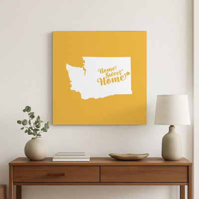Home Sweet Seattle — Washington State Silhouette — Square Metal Wall Art
