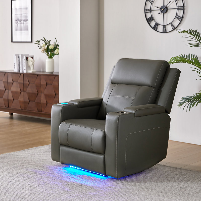 Fauteuil inclinable électrique en cuir véritable Altovise, Gris