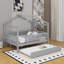 Full size wooden house bed with trundle-1443605070