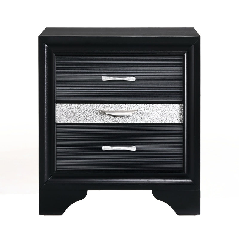 3 Table de chevet noire pour chambre à coucher moderne - Protection doublée en feutre contemporaine et élégante