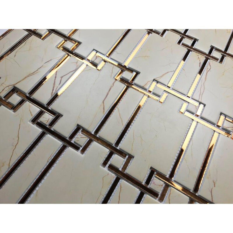 Tuscan Design Mirror French Pattern 6" X 6" Mosaic, Nature Sand
