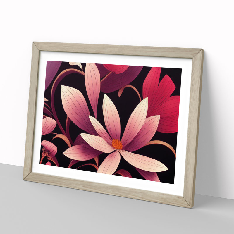 Distinguished Flowers - Single Picture Frame Painting, 46cm H x 64cm W x 2cm D, Oak