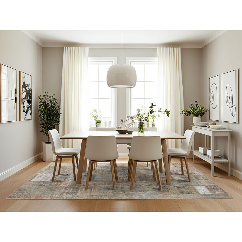 Tapis gris/beige/brun contemporain, Rectangle 7 pi x 10 pi