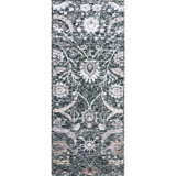 Hand Knotted Damask Area Rug in Black/White/Brown