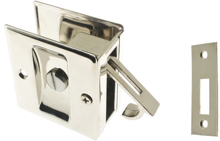 Solid Brass Pocket Privacy Pull, Bright Nickel