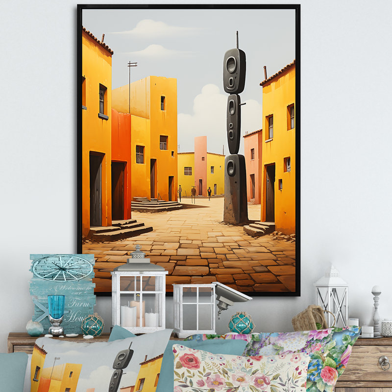 Art civique mexicain aztèque I - art mural mexicain, Cadre flottant noir, H 32 po x l 24 po x P 1 po