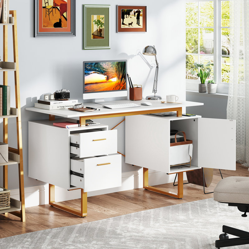 Amaleigh Modular Steel Computer Desk, White