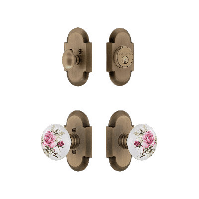 Nostalgic Warehouse Cottage Entry Set with White Rose Porcelain Knob