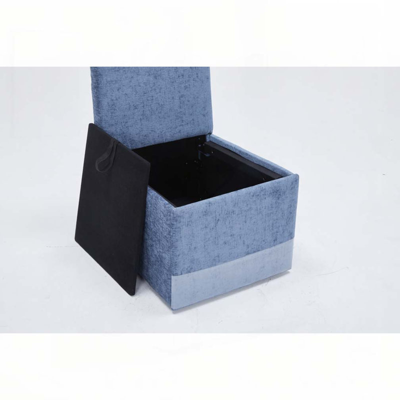 Chaise rembourrée en lin sans accoudoirs, Bleu