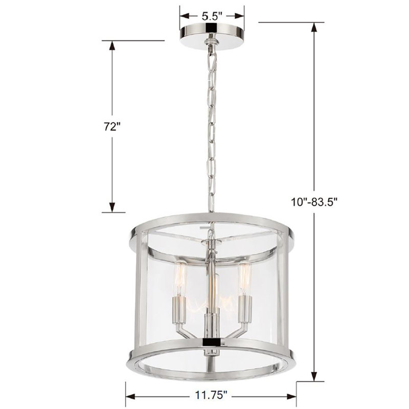 Libby Langdon For Crystorama Devon 3 Light Polished Nickel Lantern