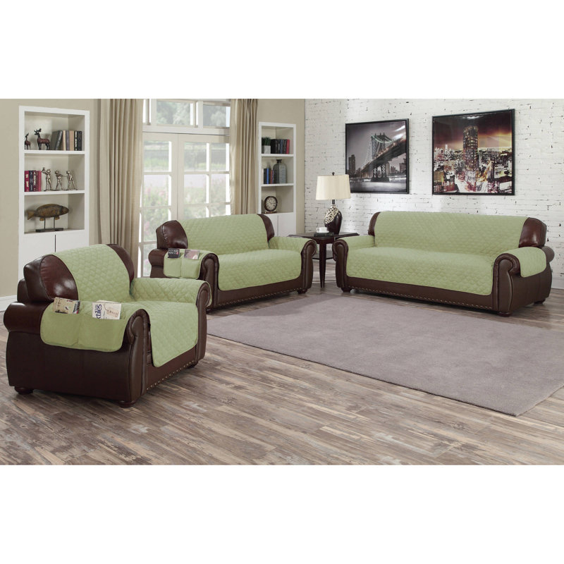 Box Cushion Sofa Slipcover, Sage