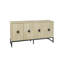 Buffet de cuisine moderne à 4 portes avec rangement délicat en forme de losange, poignée en bois massif, portes en métal robustes et buffet à tablettes réglables pour les maisons modernes Living