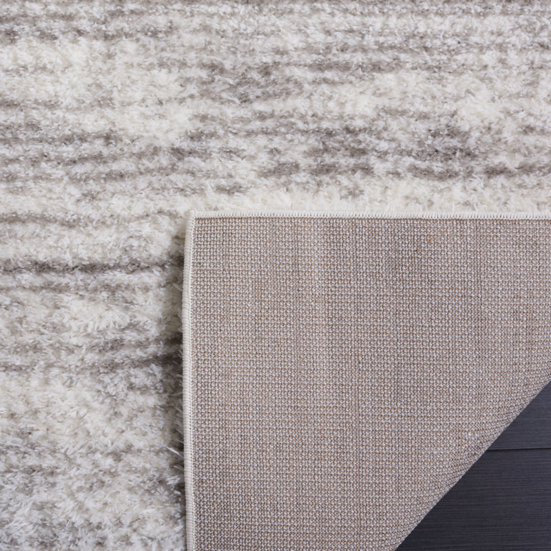 Tapis à poils longs Phaidra 653 en ivoire / gris, Rectangle 5 pi x 7 pi