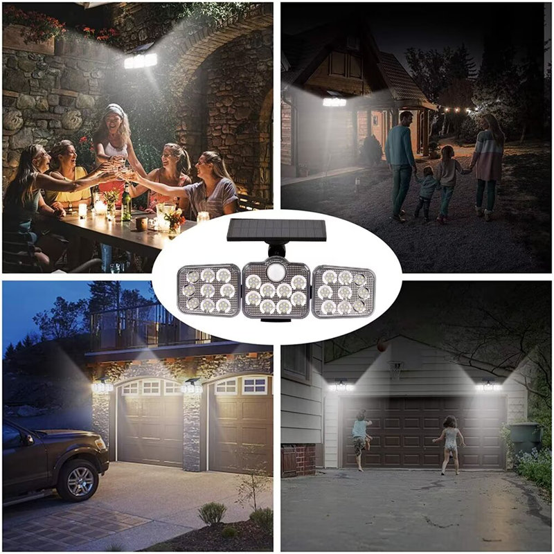 138LED Outdoor Solar Security Lights 30Watt Dusk to Dawn Flood Lights with Motion Sensor