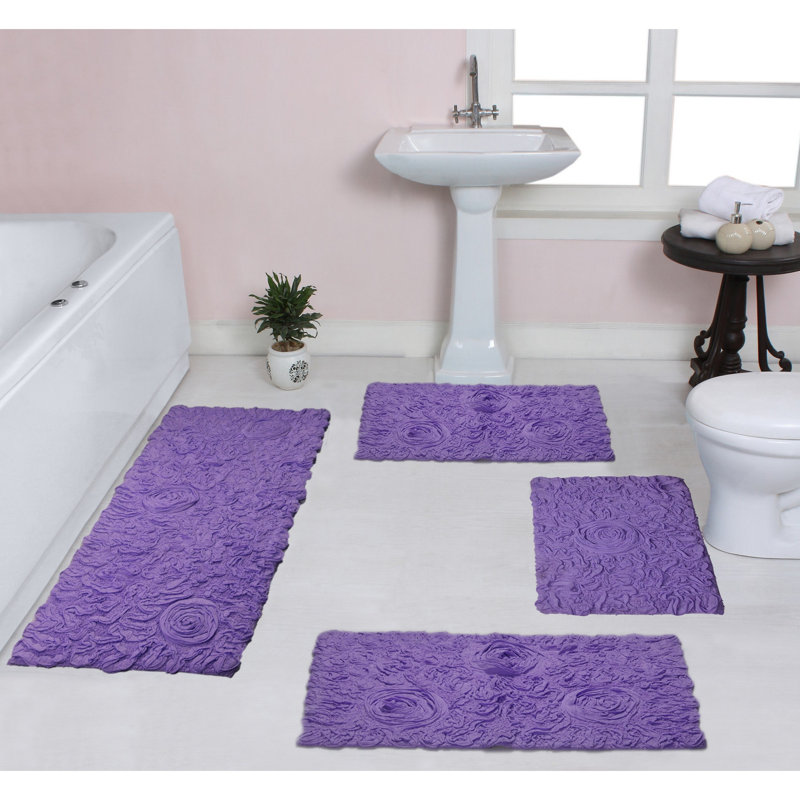 Tapis de bain 100% coton très doux et absorbant Orobosa Collection (ensemble de 4), Mauve
