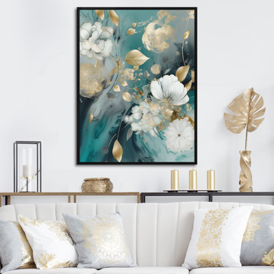 Fleurs de marbre bleu doré II - impressions sur toile florales