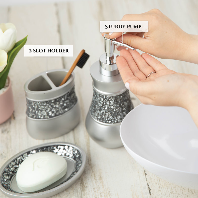 Creative Scents Crackled Glass Silver Soap Dish