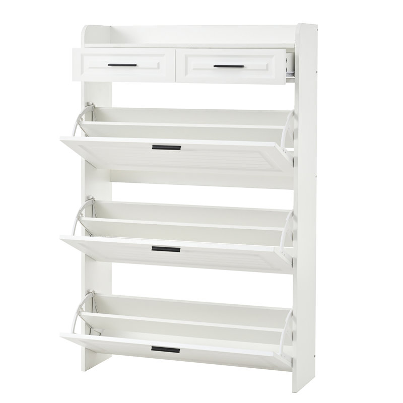 Shoe Cabinet With 3 Hidden Flip Drawers & 2 Storage Drawer