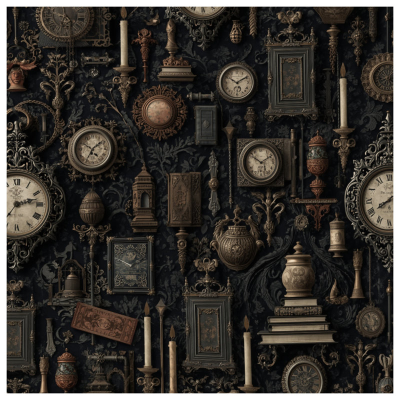Vintage Clocks And Frames Shower Curtains Extra Long, L 70 po x H 84 po
