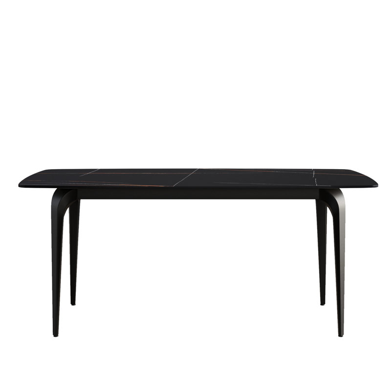 Table en pierre frittée noire de 71,39 po pour salle à manger - pouvant accueillir de 6 à 8 sièges, structure stable, résistante à la chaleur, surface de bureau rectangulaire, structure en métal, 6 à 8 po, facile à nettoyer