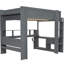 Lit mezzanine double en bois avec bureau et multi, source à DEL, station de charge, gris foncé et installation-1172865718