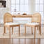 Ensemble de 2 chaises de salle à manger en rotin, chaises de salle à manger rembourrées en lin avec dossiers, chaises de cuisine modernes avec pieds en bois pour la salle à manger, beige