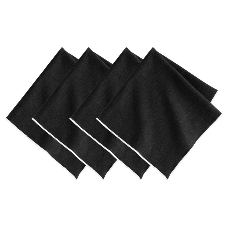 Manufacture Rock Merrow Stitch Cotton Napkin, Black