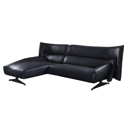 Leppert 113"" Wide Genuine Leather Left Hand Facing Sofa & Chaise -  Orren Ellis, BE9C417F008942498738B34158034CB6