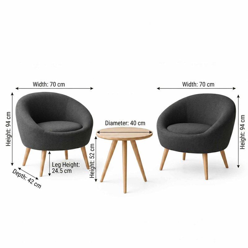 Ensemble de fauteuil à oreilles et table d'appoint (3 pièces)