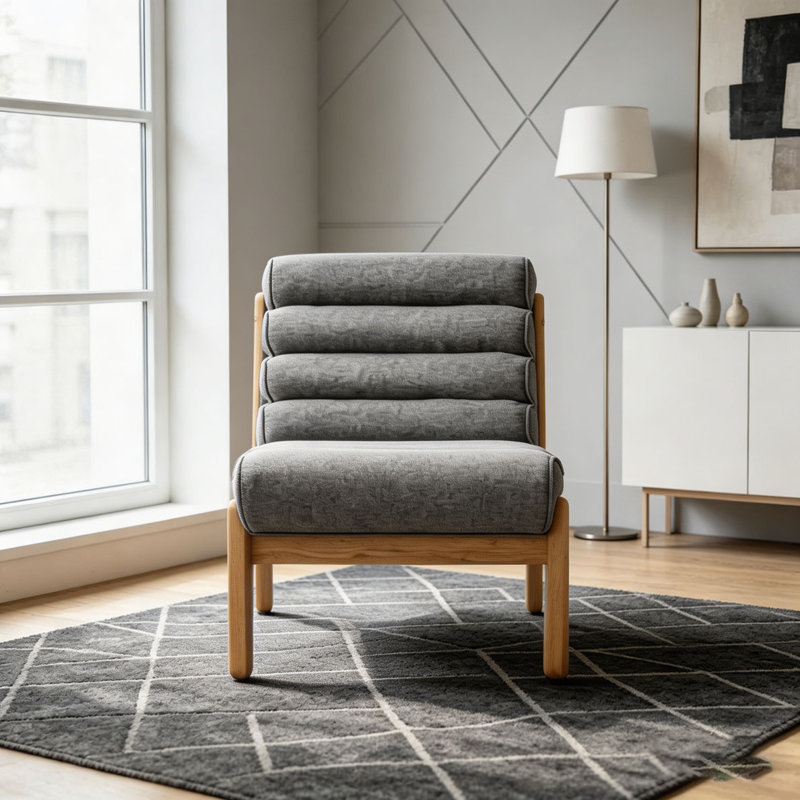Fauteuil d'appoint Fluffy, Gris foncé / naturel