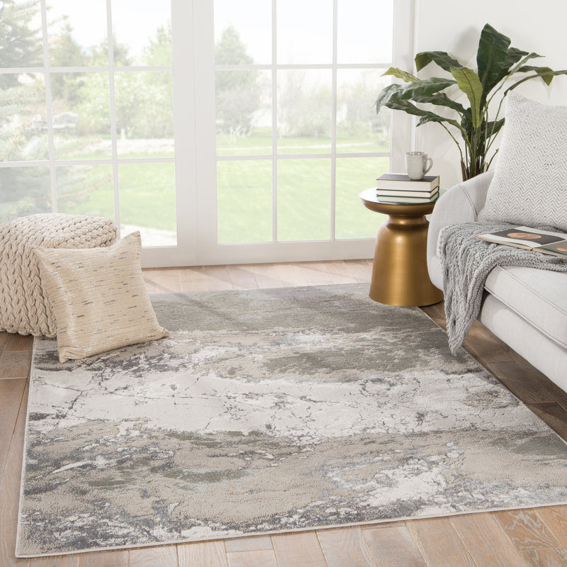 Maslynn Abstract Gray Indoor Area Rug, Rectangle 6'7" x 9'6"