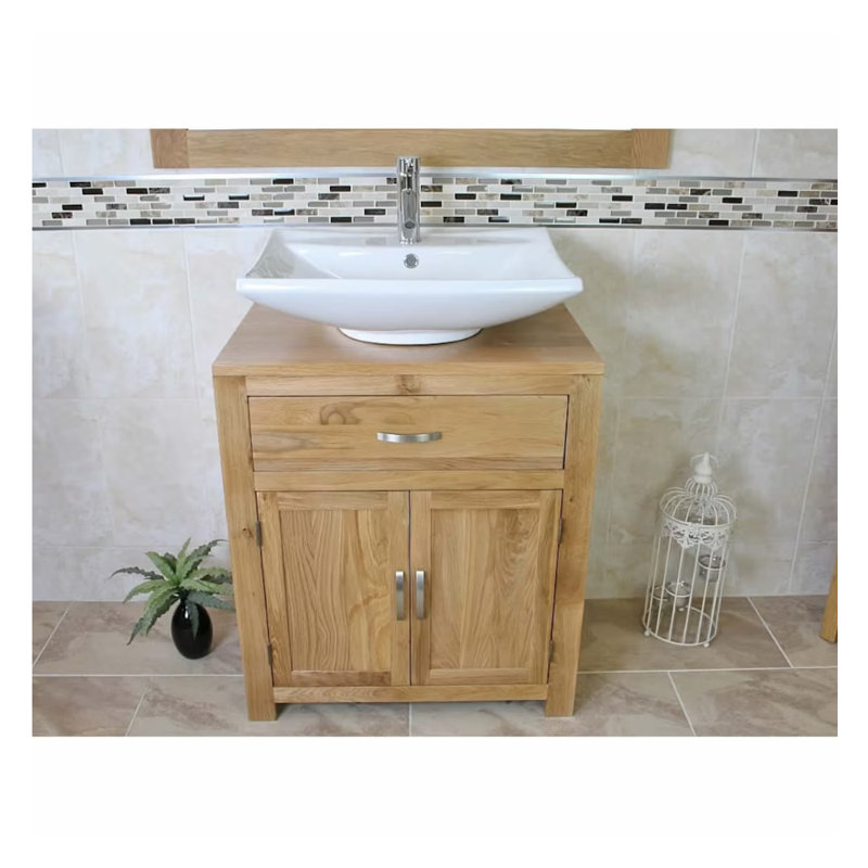 Dwyer 700mm Single Bathroom Vanity with Vessel Ceramic Basin, Brown