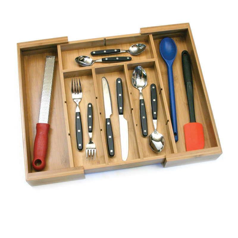 Natural Bamboo Expandable Organizer with Removable Dividers