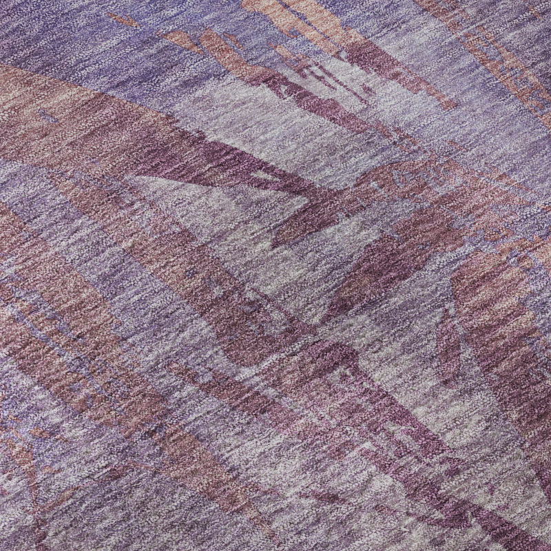 Premium Machine Washable Mayfield AMF2222 Botanical Rug, Plum, 2'6" x 3'10"